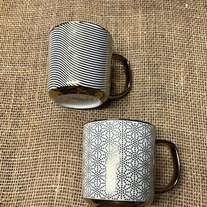 I. Godinger & Co. 2 Coffee Tea Mug Cup Gold White